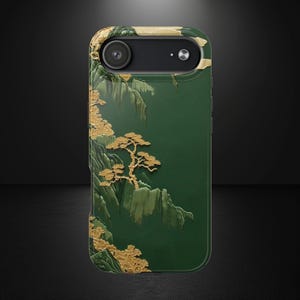 Embroidered Chinese Landscape iPhone Case, Green Mountain Design, iPhone, Samsung image 11