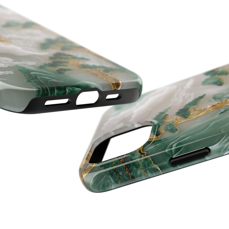 Asian Jade Landscape Phone Case, Elegant Carved Aesthetic for iPhone & Samsung, MagSafe Compatible image 9