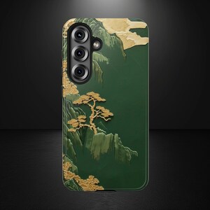 Embroidered Chinese Landscape iPhone Case, Green Mountain Design, iPhone, Samsung image 8