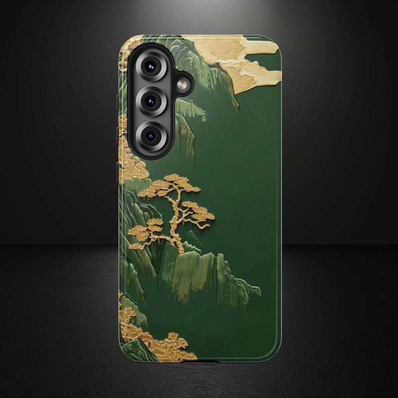 Embroidered Chinese Landscape iPhone Case, Green Mountain Design, iPhone, Samsung image 8