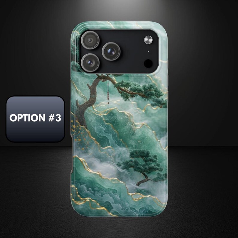 Asian Jade Landscape Phone Case, Elegant Carved Aesthetic for iPhone & Samsung, MagSafe Compatible image 6
