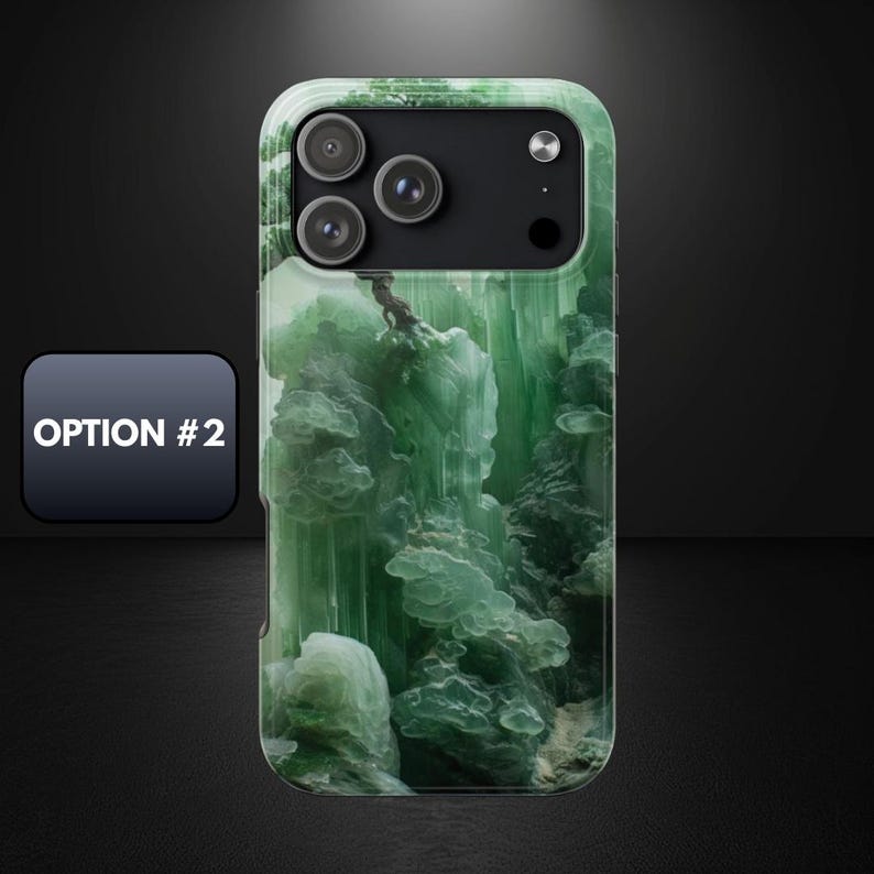 Asian Jade Landscape Phone Case, Elegant Carved Aesthetic for iPhone & Samsung, MagSafe Compatible image 5