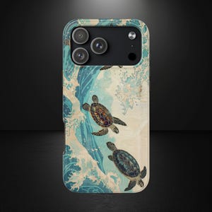 Hawaiian Sea Turtle Phone Case, Island Ocean Art, Polynesian Inspired Design, MagSafe Compatible, iPhone & Samsung