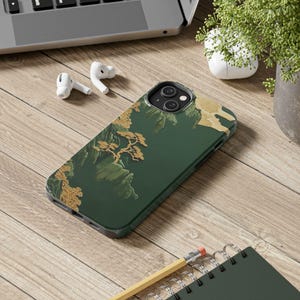 Embroidered Chinese Landscape iPhone Case, Green Mountain Design, iPhone, Samsung image 12