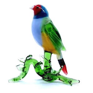 Oiseau en verre de Murano, art en verre fait main, figurine d'oiseau en verre, sculpture d'oiseau pour la maison, ornements, article de bureau, idée cadeau