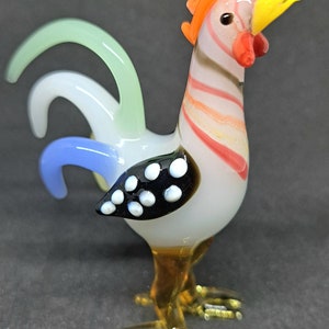 Coq en verre de Murano, art en verre fait main, sculpture de coq, coq en verre soufflé pour la décoration intérieure, article de bureau, idée cadeau