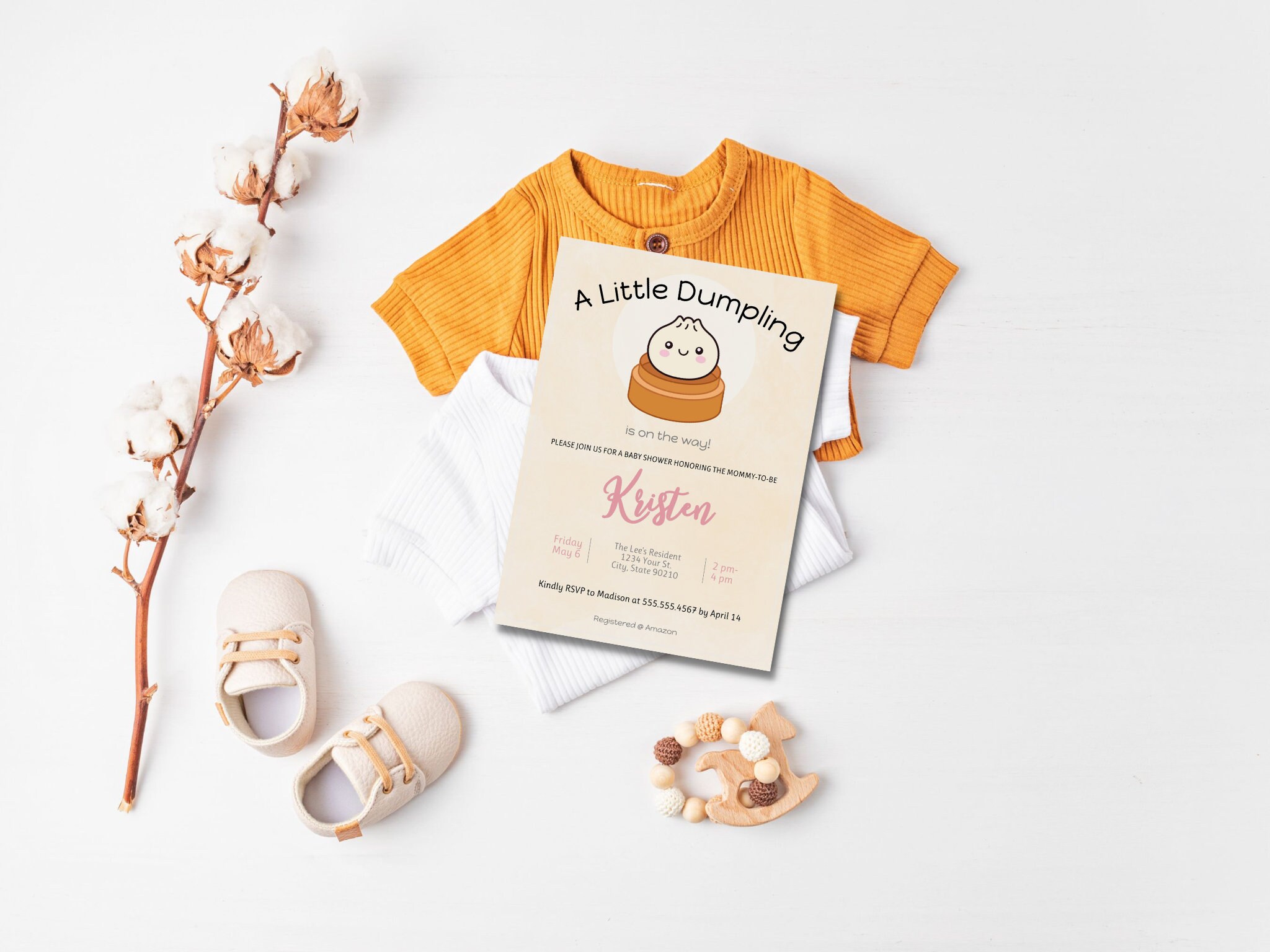 Editable Dumpling Baby Shower Invitation Bundle Bao Baby Etsy