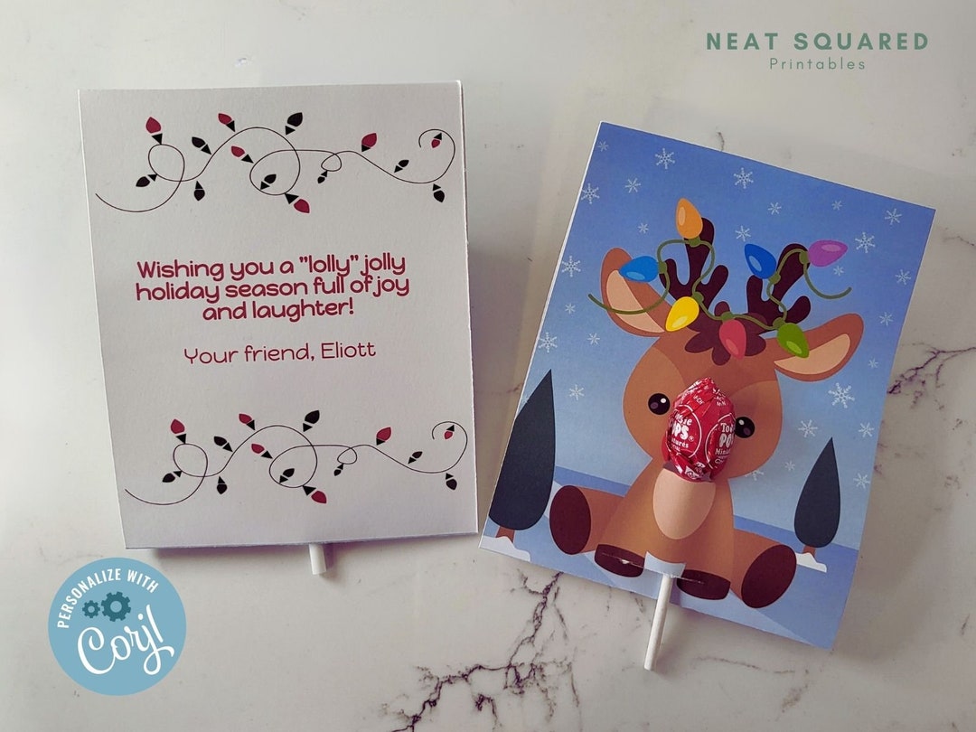 Rudolph Lollipop Christmas Printable Printable Christmas Etsy