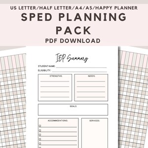SPED Planning Pages, Printable SPED Planner and Tracker, PDF Teacher Planner Inserts, Binder Pages for Organized Teacher, Back To School