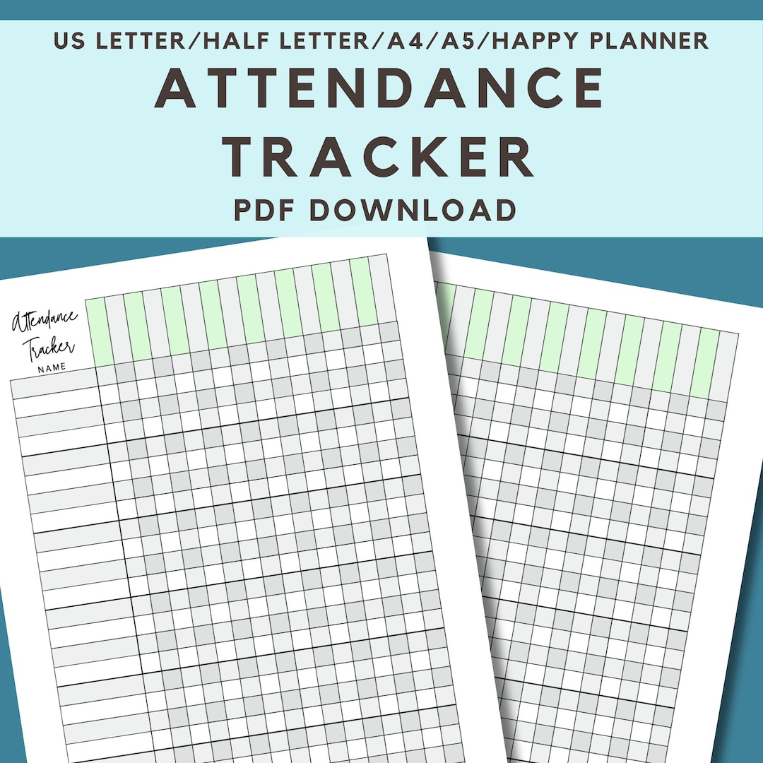 Attendance Tracker Pages, Printable Attendance Log, PDF Teacher Planner ...