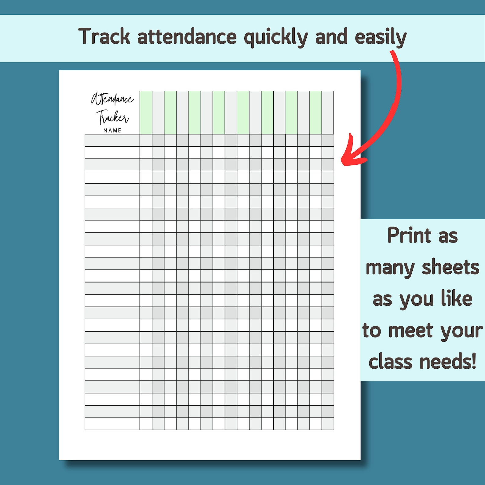 Attendance Tracker Pages, Printable Attendance Log, PDF Teacher Planner ...