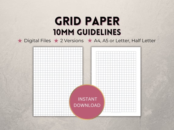Papier Millimétré A4 10mm - 30 Feuilles Quadrillées 1cm, Gris, 80g/m²