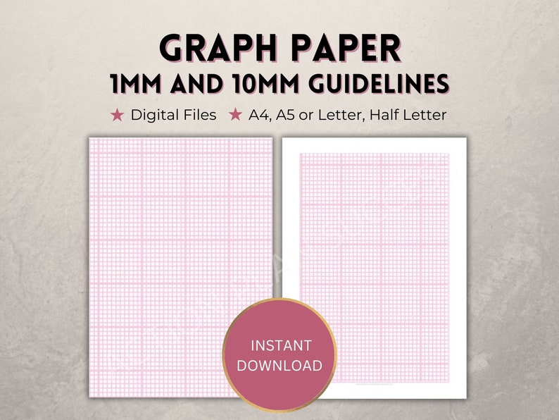 Printable Graph Paper for School, 1mm and 10mm/1cm, Pink Science ...
