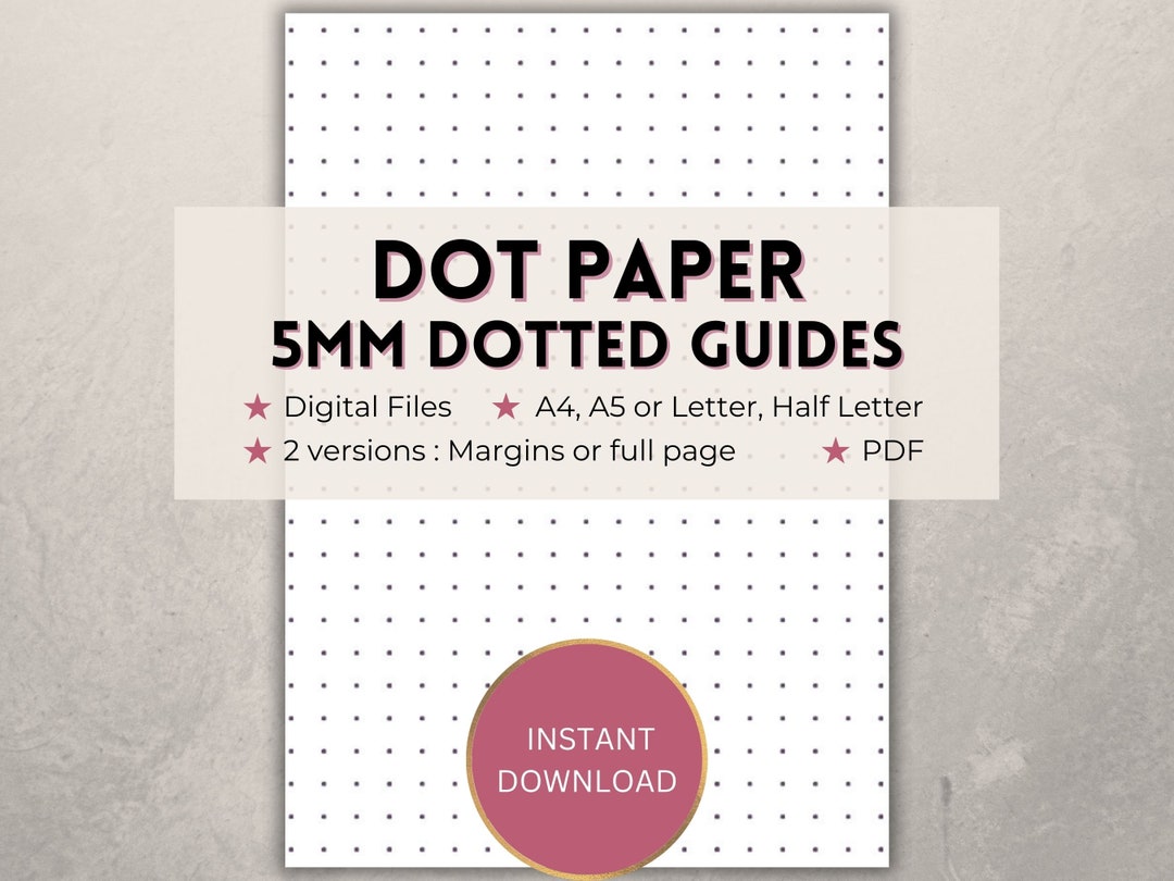 Printable Dot Grid for Bullet Journal, Instant Download 5mm Dotted ...