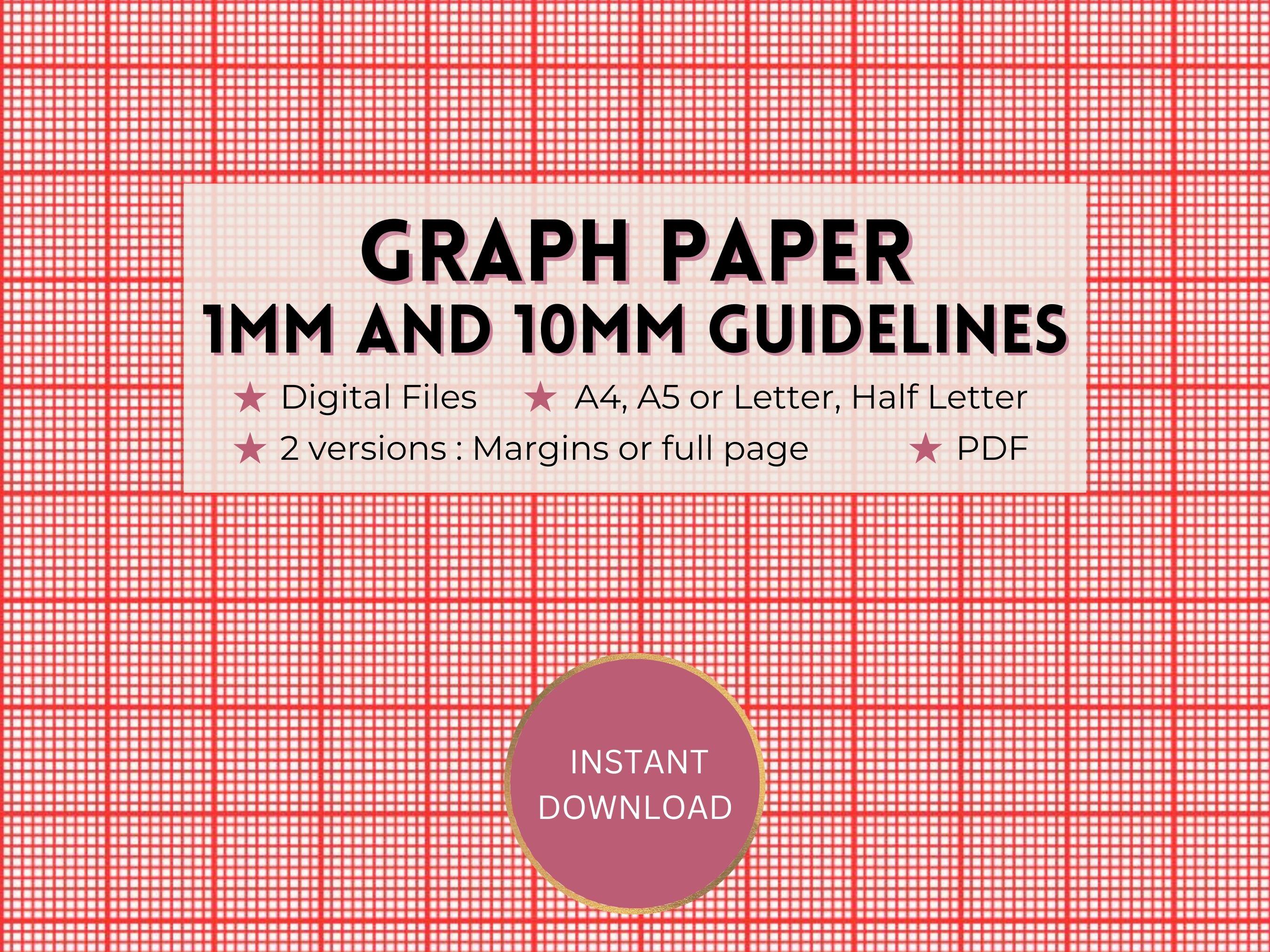Printable Graph Paper, 1mm and 10mm/1cm Red Guideline Grid Template ...