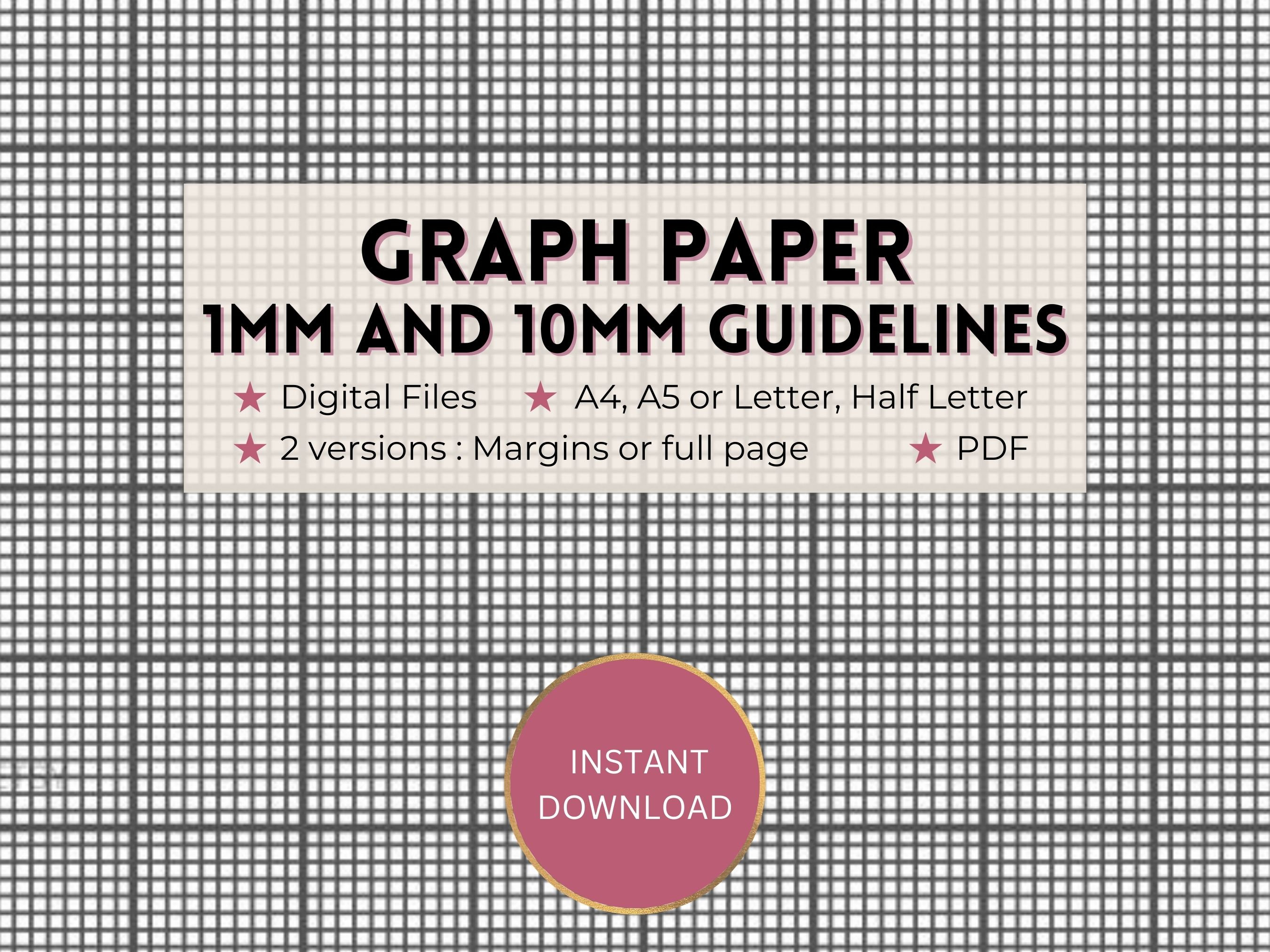 Printable Graph Paper, 1mm and 10mm/1cm Guideline Grid