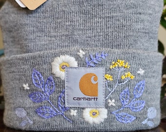 Hand Embroidered Carhartt Beanie - Artsy/ Floral