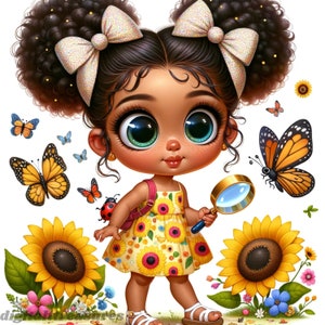 Adorable African American Baby Clipart Bundle - White background JPG - Digital Download of Cute Little Black Girls | Commercial Use Afro Kid