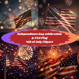 Watercolor USA Flag Clipart: Patriotic 4th of July Designs (Digital Download)