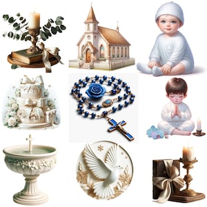 Sacred Beginnings: 30 Baby Baptism Clipart Bundle - Religious JPG Art for Christening & Catholic Illustrations