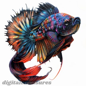Betta Fish Clipart Bundle: 20 Vibrant Aquatic Art Images (Digital Download)