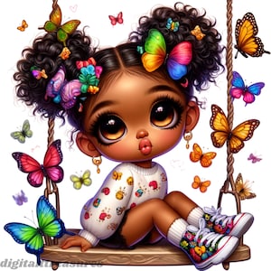 Adorable African American Baby Clipart Bundle - White background JPG - Digital Download of Cute Little Black Girls | Commercial Use Afro Kid
