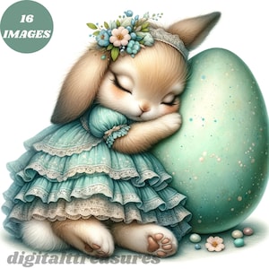 Easter Bunny Watercolor Clipart Set: Springtime Designs (Digital Download)