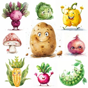 Watercolor Vegetable Clipart Set: 60 Farm Fresh Veggies (Digital Download)