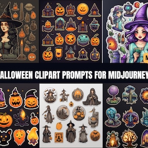50 Halloween Clip Art Prompts for Midjourney (Commercial Use)