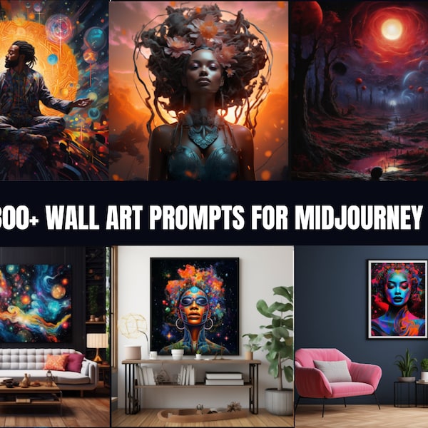 300+ Wall Art prompts for Midjourney Wall Art printables prompts for Midjourney wall art digital downloads wall art canvas prompts