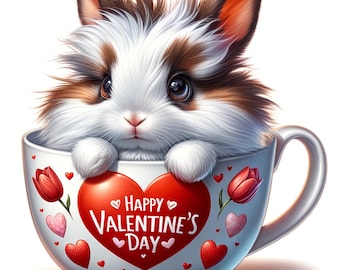 Lot de 30 cliparts lapin de la Saint-Valentin : ChatGPT et DALL-E 3 invites avec guide gratuit et 15 images JPG - Sublimation de lapin