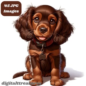 Watercolor Puppy Clipart: 45 Hand-Painted Dog Illustrations (Commercial Use)