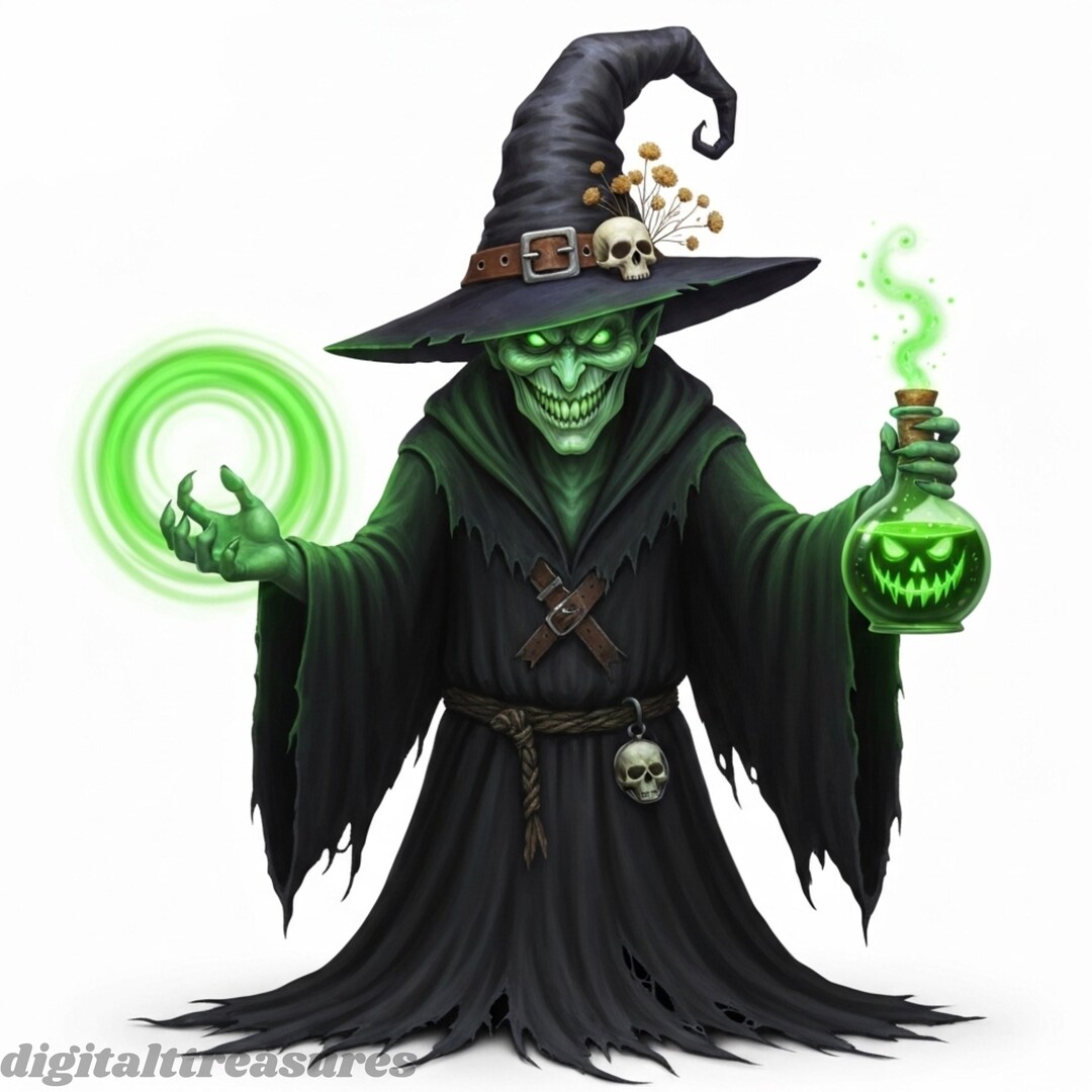Spooky Ghost Wizard Clipart: Halloween Magic Potion Art (commercial Use ...