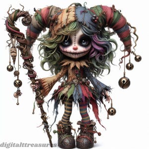 Spooky Chibi Girls Clipart: Halloween Gothic Horror Dolls (PNG)