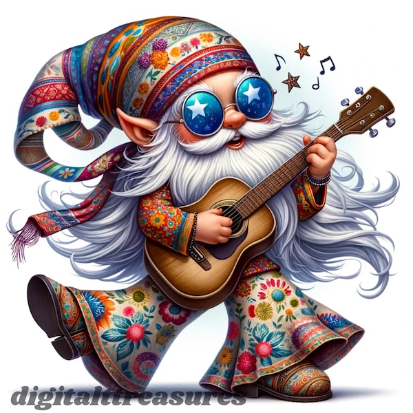 Groovy Vibes: 30 ChatGPT and DALL-E 3 Hippie Gnome Prompts + FREE 15 Images & Guide |  Peaceful Designs Hippy Gnome clipart, Peace Gnome