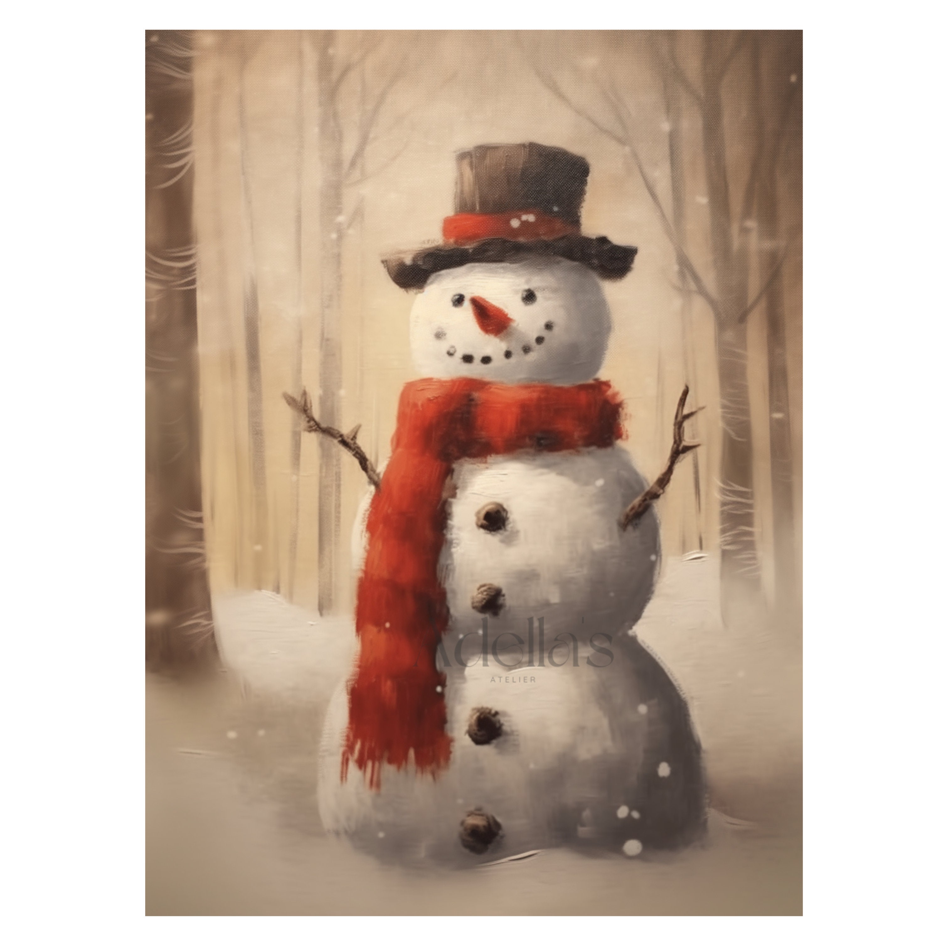 Cheerful Snowman And Snowflakes Winter Snow Sled Carrot Buttons