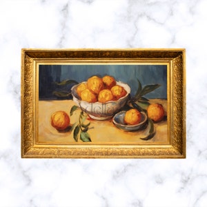 Vintage Painting Bowl Of Oranges, Moody, Dark Academia, Printable Wall Art, Digital Download
