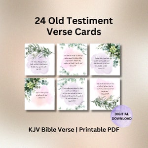 24 cartões de versículos KJV do Antigo Testamento, para impressão, cartões de escrituras, cartões de versículos bíblicos encorajadores, cartões de memória de escrituras, cartão da versão King James