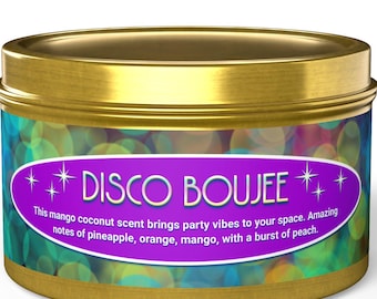 Mango Coconut Tin Candle: Disco Boujee Scent, 8oz