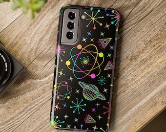 Cosmic Atomic Space Tough Phone Case: Retro Sci-Fi Samsung Galaxy