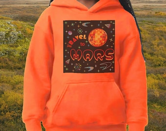 Retro Mars Travel Youth Hoodie: Sci-Fi Space Sweatshirt