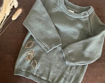 Hand Embroidered Knit Sweater Baby Shower Gift