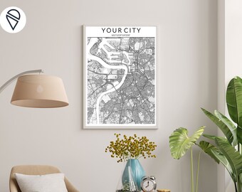 Custom Map Poster City Printable Wall Decor Town Map Gift Poster Housewarming Gift Wall Decoration Airbnb Wall Art Gift Home City Poster