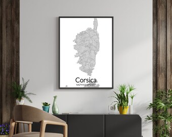 Corsica Poster, Island poster, holiday memory, wall decoration idea, posters of islands, La Corse island Poster, Wall Poster