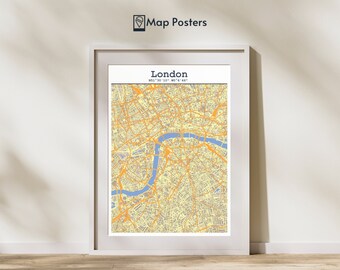 Custom Map Poster London city poster gift idea birthday housewarming poster gift wall decoration poster street map poster