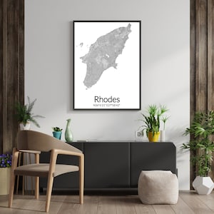 Rhodos-Poster, Inselposter griechische Inseln, Souvenir-Urlaubsplakat, Wanddekorationsidee Urlaubs-Souvenir Rhodos