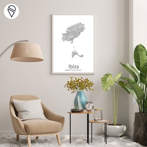 Ibiza-Plakat, Inselplakat von Ibiza, Urlaubserinnerungsplakat-Wanddekoration, Balearen-Plakate-Souvenirurlaub Ibiza