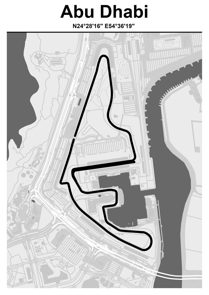 N24 Layout F1 Circuit Poster Abu Dhabi - Digital File, Abu Dhabi GP Formule 1 ...