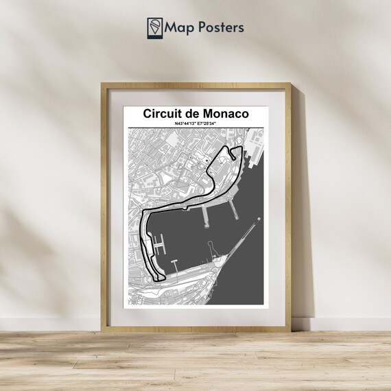 F1 Circuit Poster Monaco - Digital File, Monaco GP Formule 1