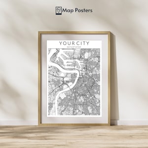 City Map Wall Decor City Poster Print Custom City Digital Print File Town Wal Art Housewarming Gift Idea Custom City Poster New City Wall